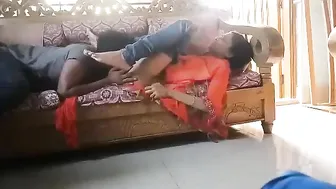 Young guy licked gf tight pussy sofa